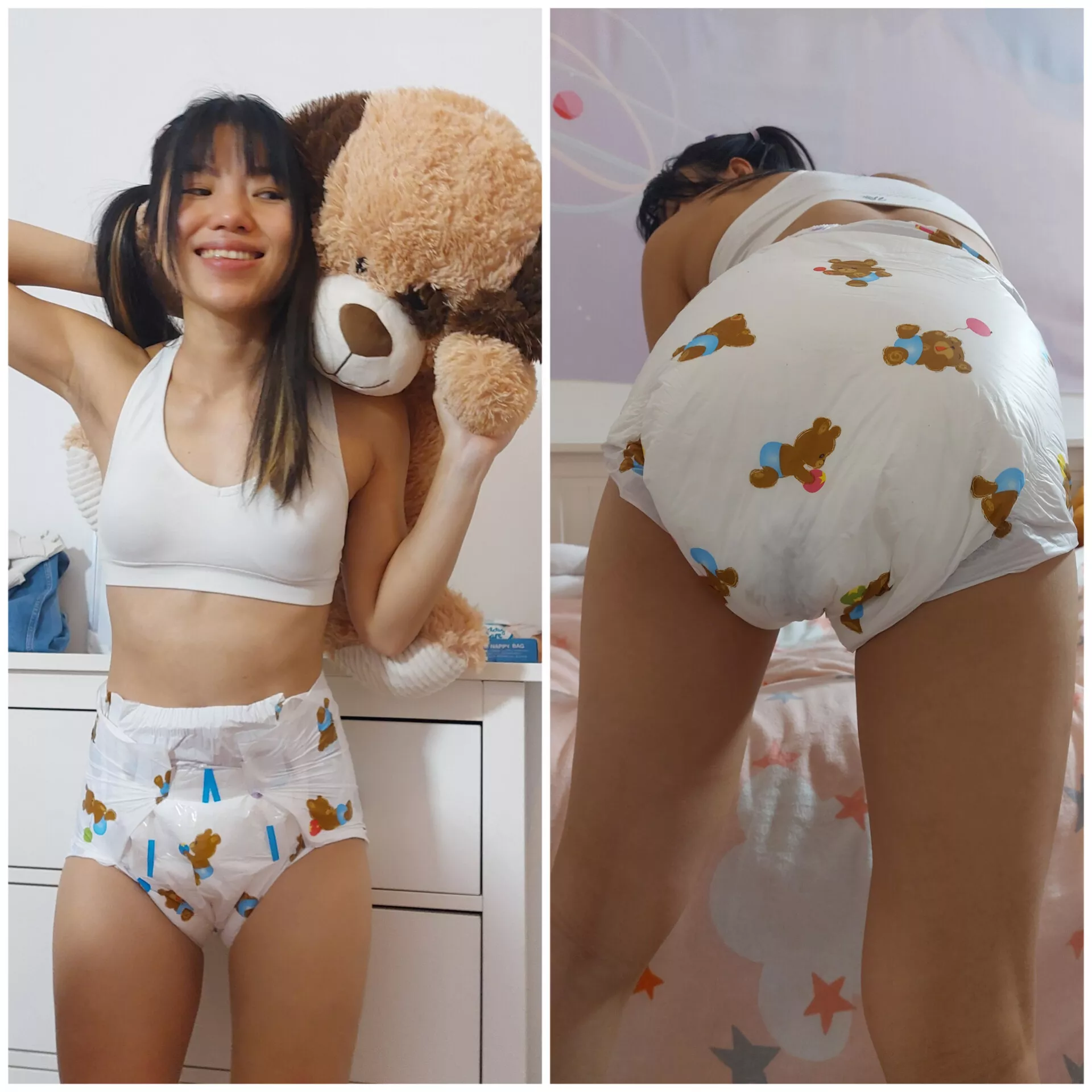 Posing in my poopy diaper makes me so happy 🥰 I'm never able to stop smiling when I do it.