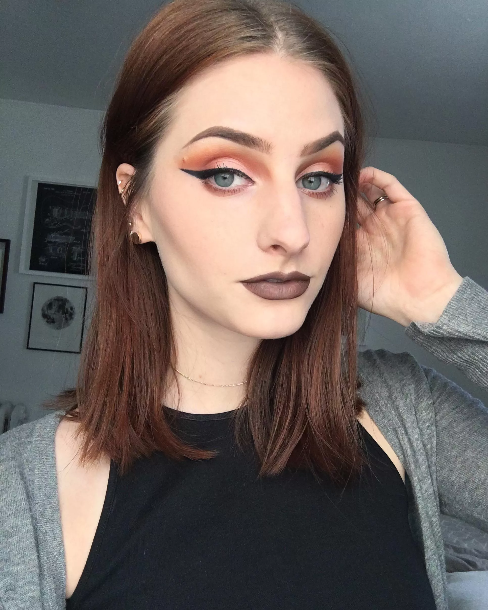 A dark makeup look to contrast my pale skin