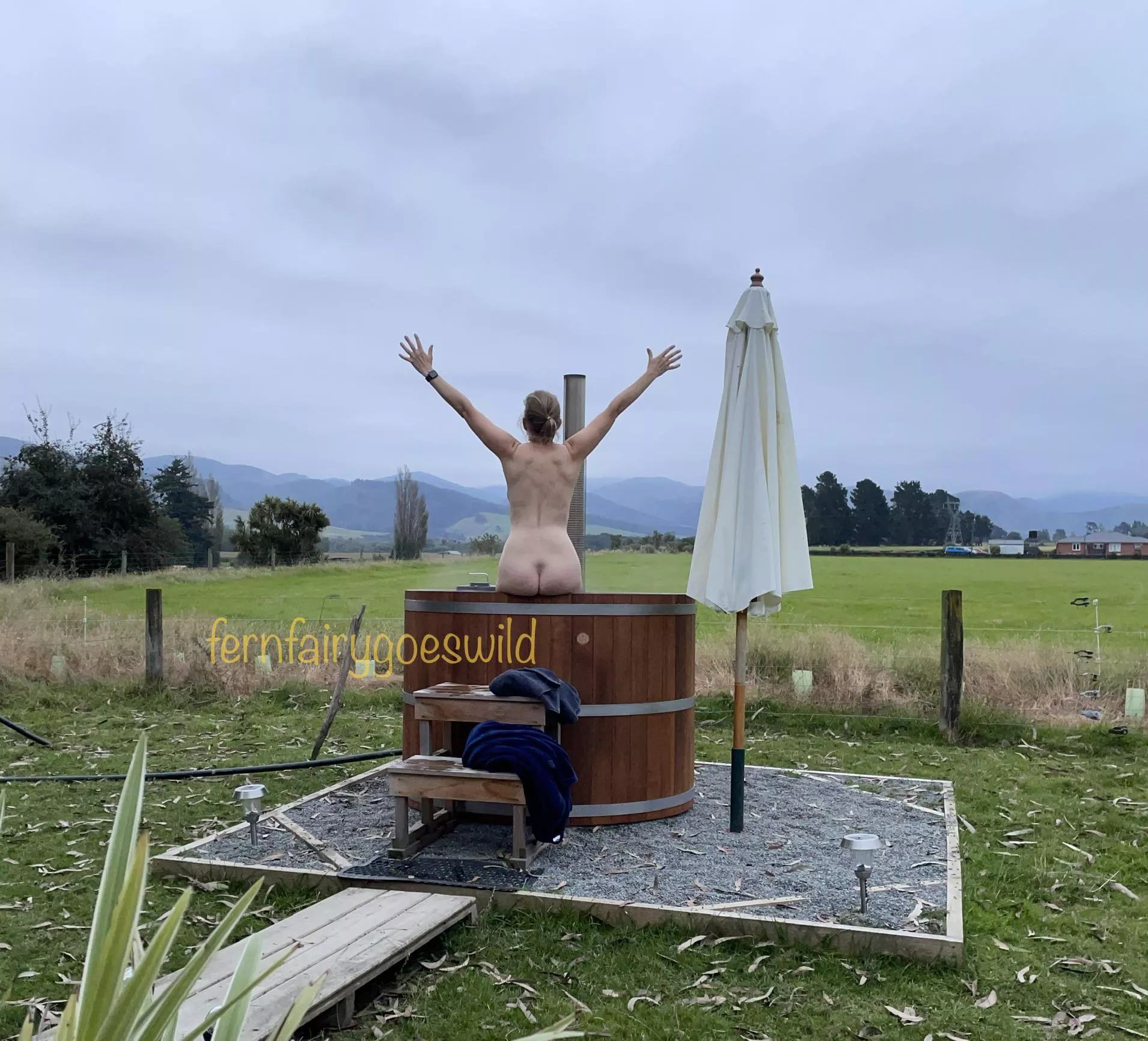 About to dunk my butt into the hot tub