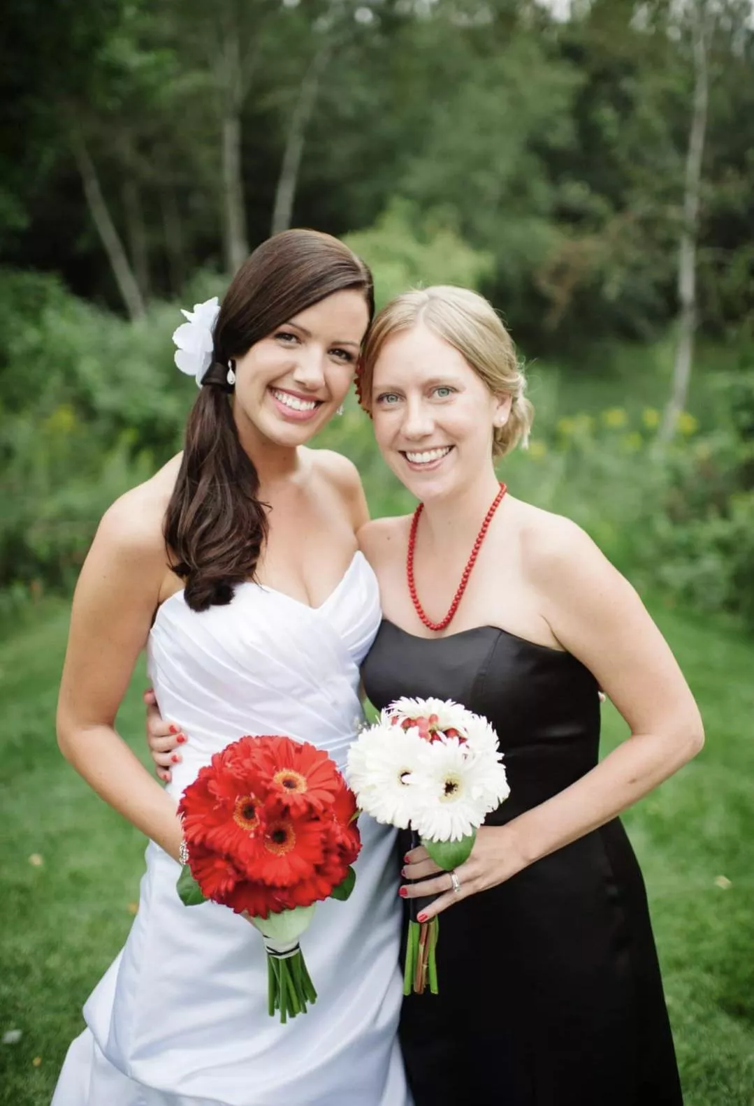 Bride and bridesmaid