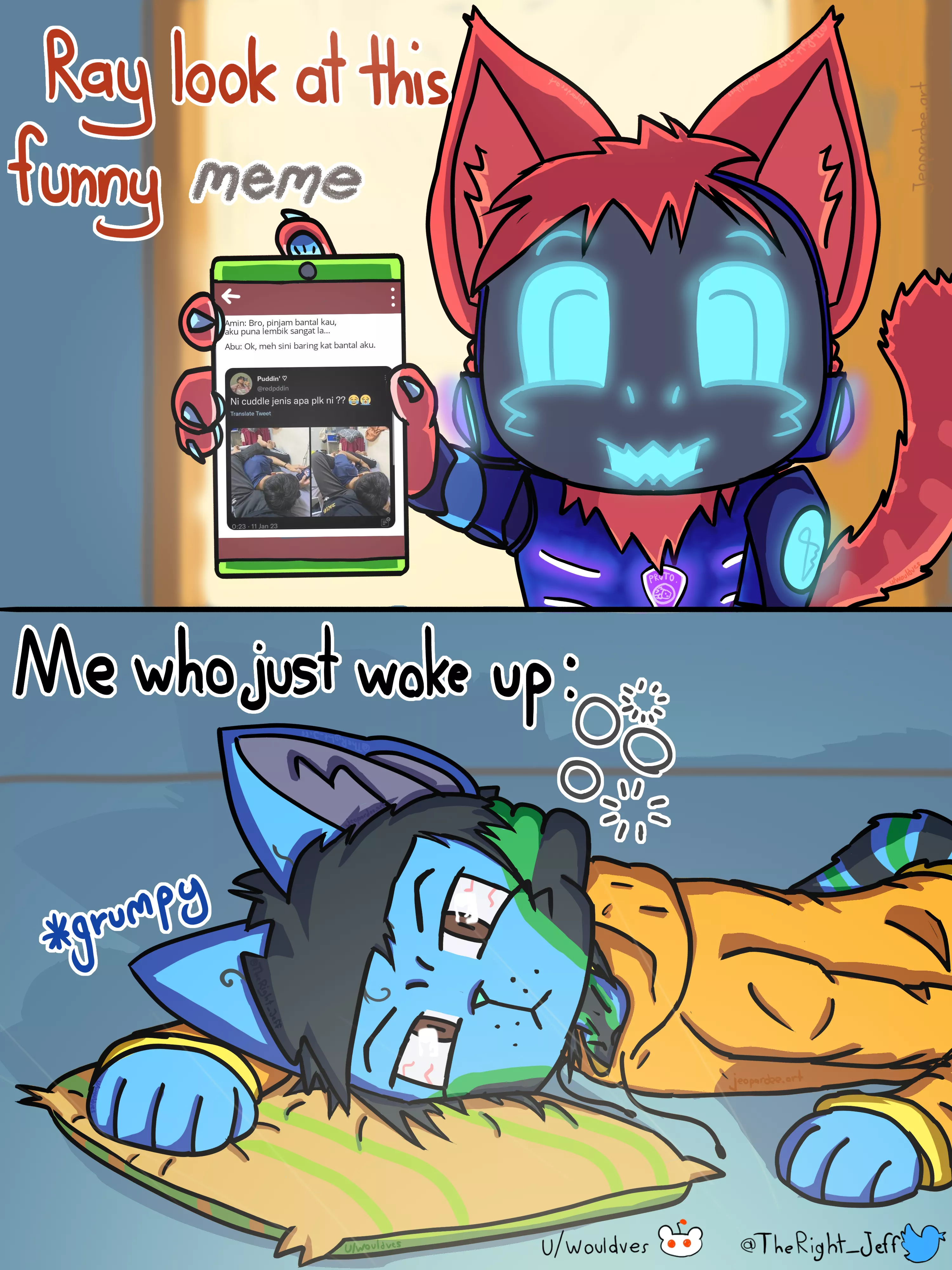 Get flashbanged💥>:/ ( comic by me @TheRight_Jeff on twitter )