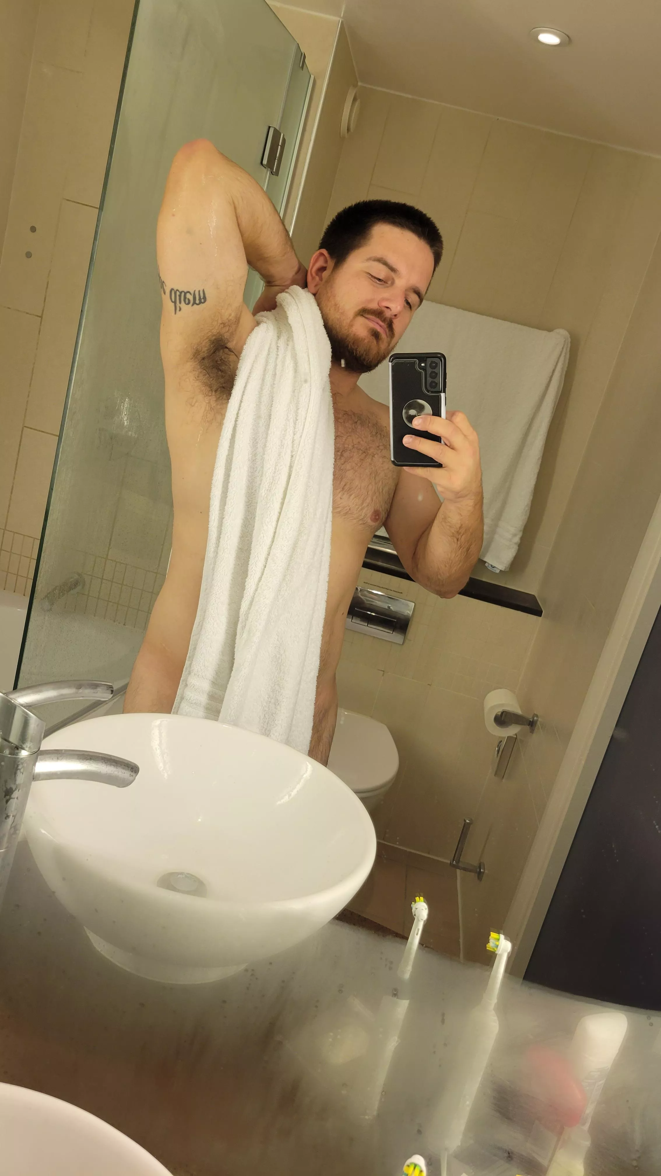 Had to take advantage of good bathroom lighting