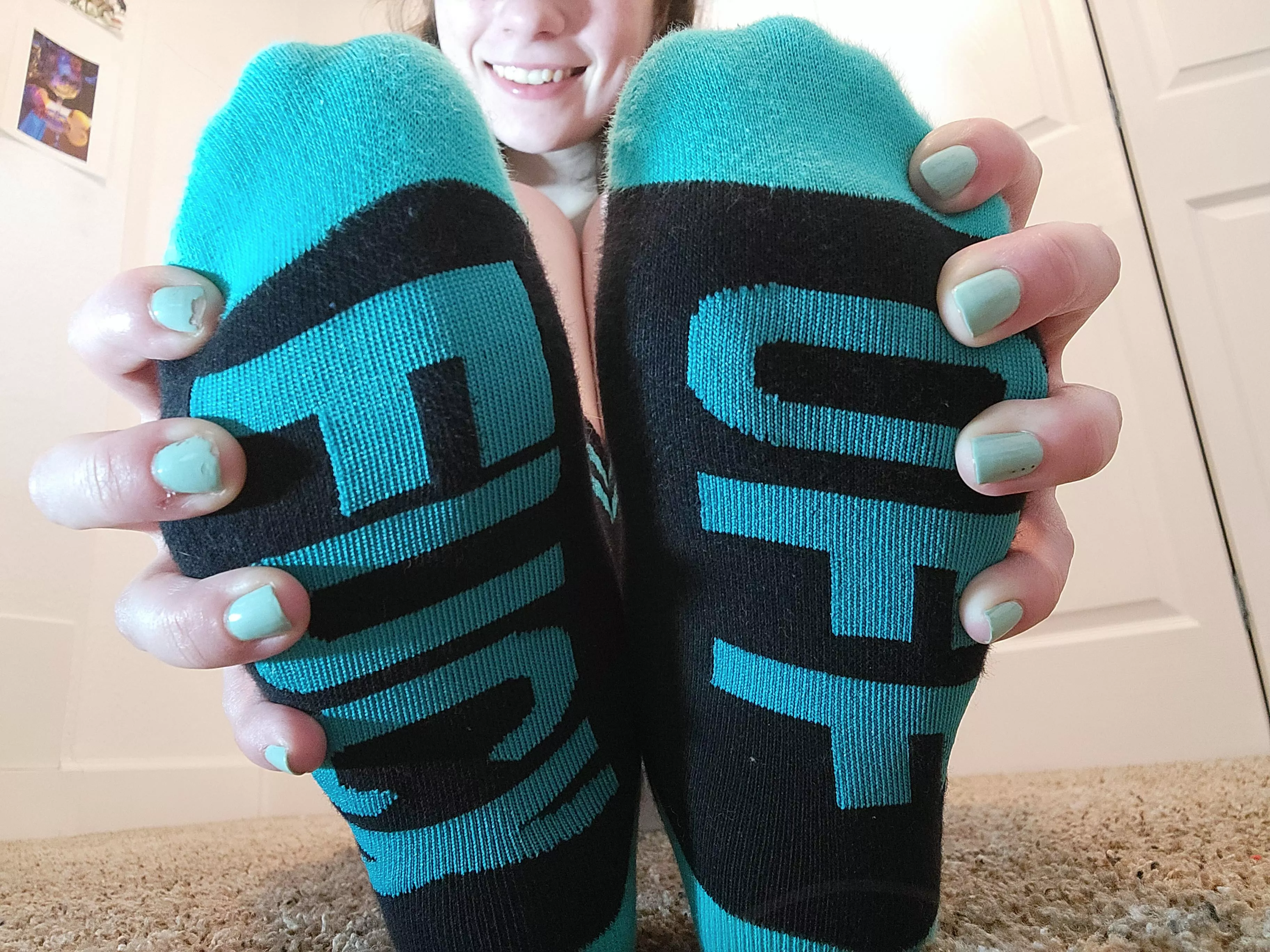 Matching socks and nails!