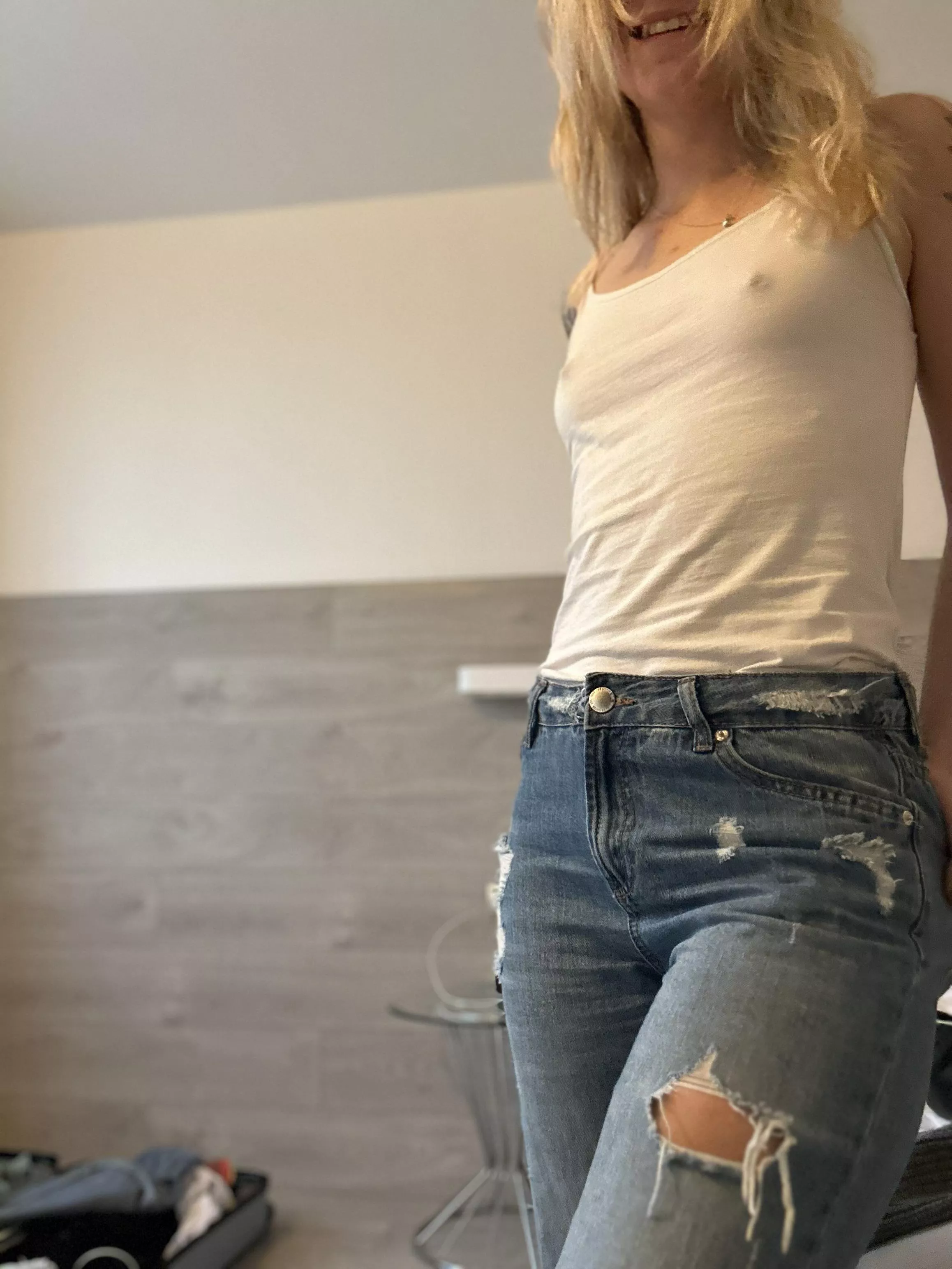 [Miss] you have something sticking out of your shirt