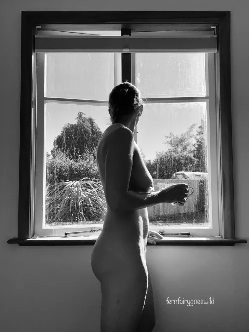 Morning coffee in the nude