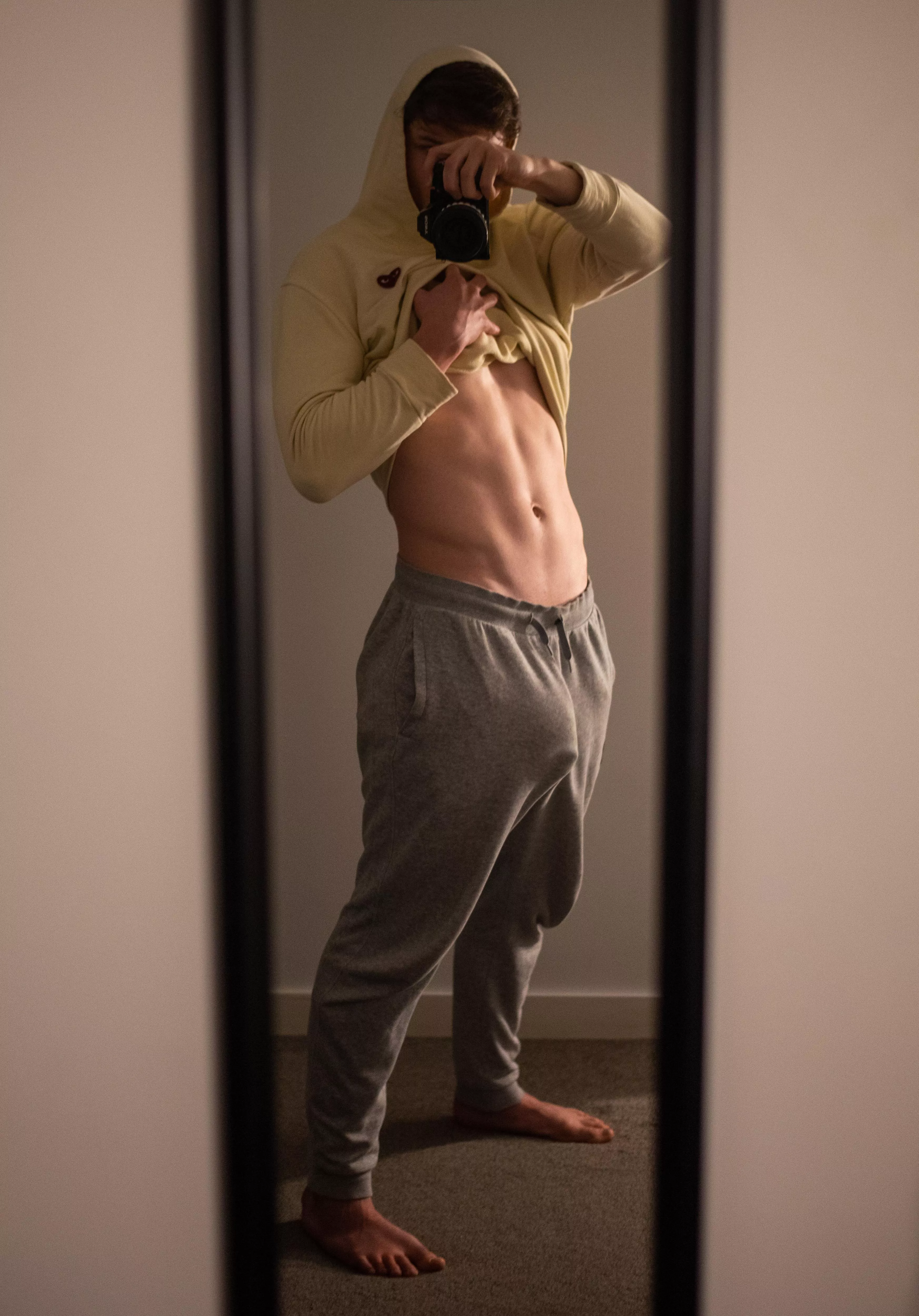 My massive grey sweatpant bulge