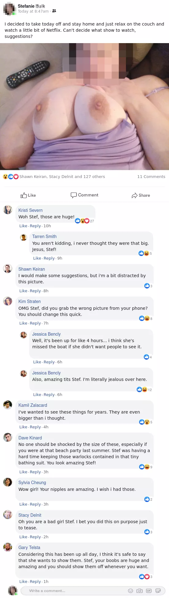 Posting my titties on Facebook