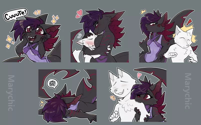 Sticker commissions :D this is a new type of comm for me that I started doing x3 starting with this five shark stickers I made for u/AkumaTheDragon :D thank you for commissioning me x33 Hope you guys like it (Art made by Marychic3908)