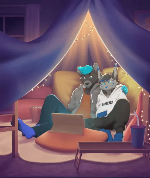 Cozy pillow fort night (commission for Alek, by me)
