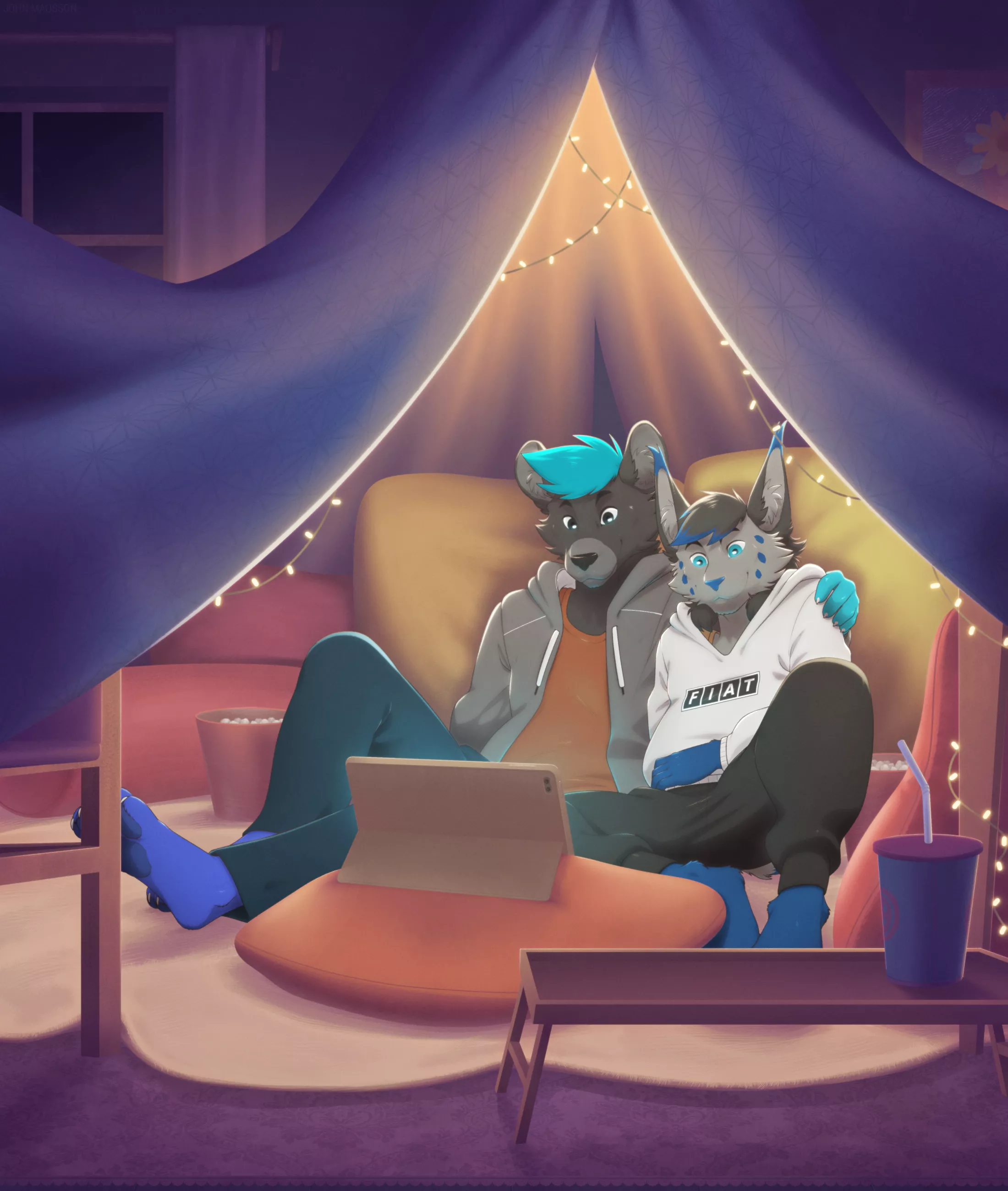 Cozy pillow fort night (commission for Alek, by me)