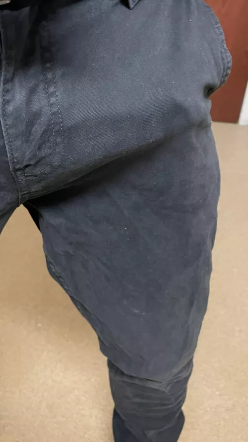 Didn’t wear any boxers today. Hope it’s super noticeable.