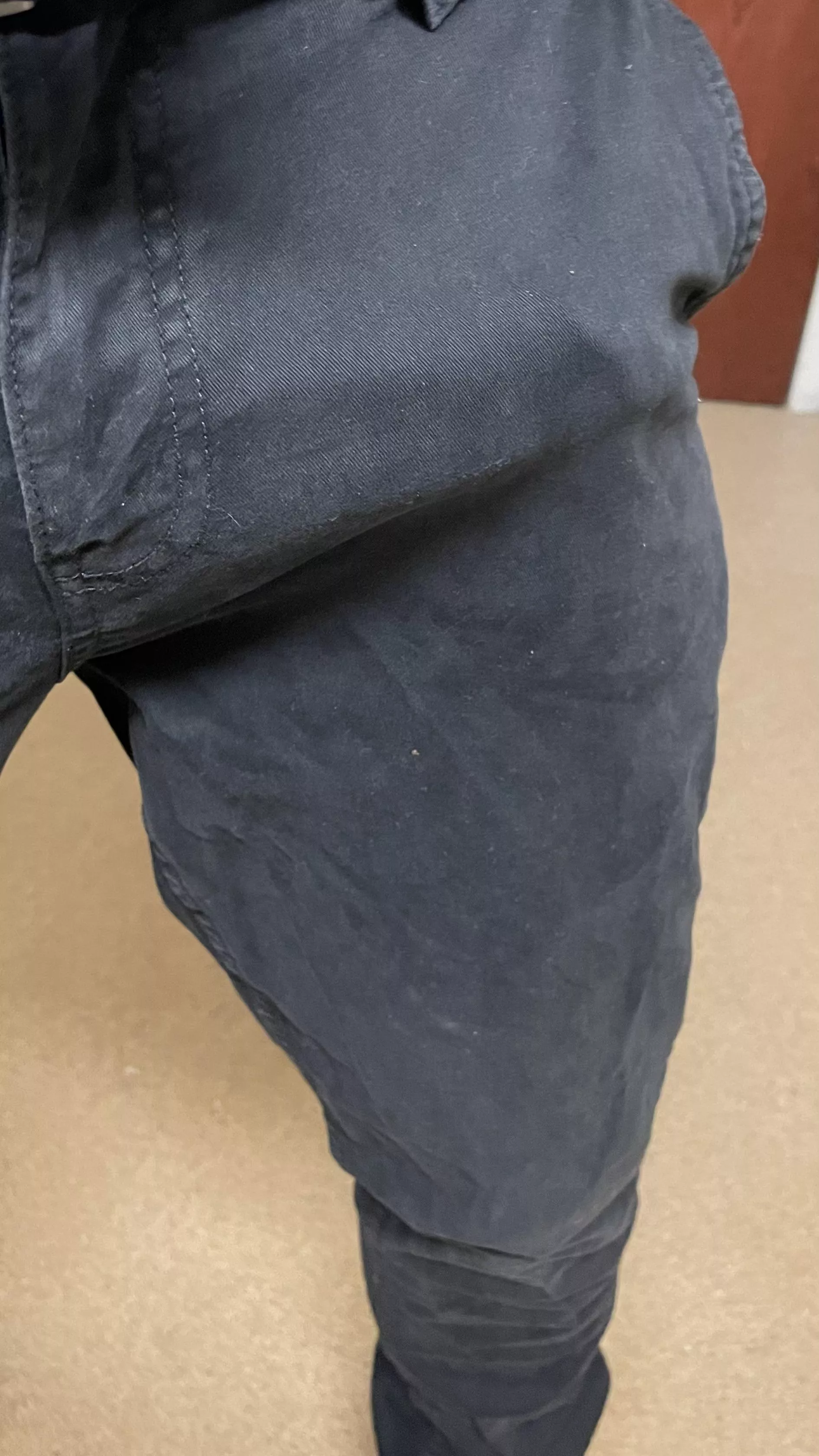 Didn’t wear any boxers today. Hope it’s super noticeable.