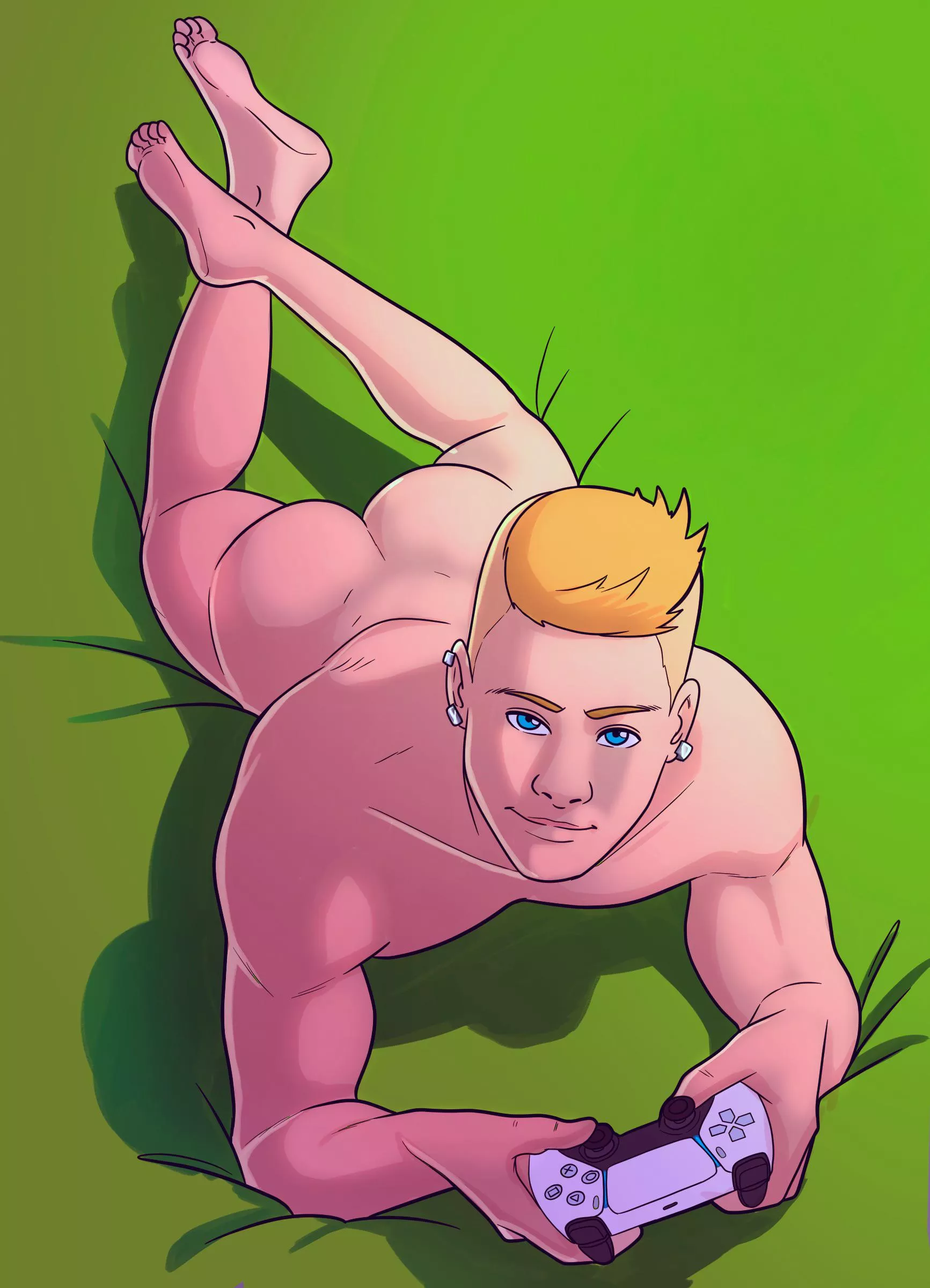 Hail is happiest with a controller in-hand and his clothes somewhere else 🤭🎮 (Gravity Boys link in comments)