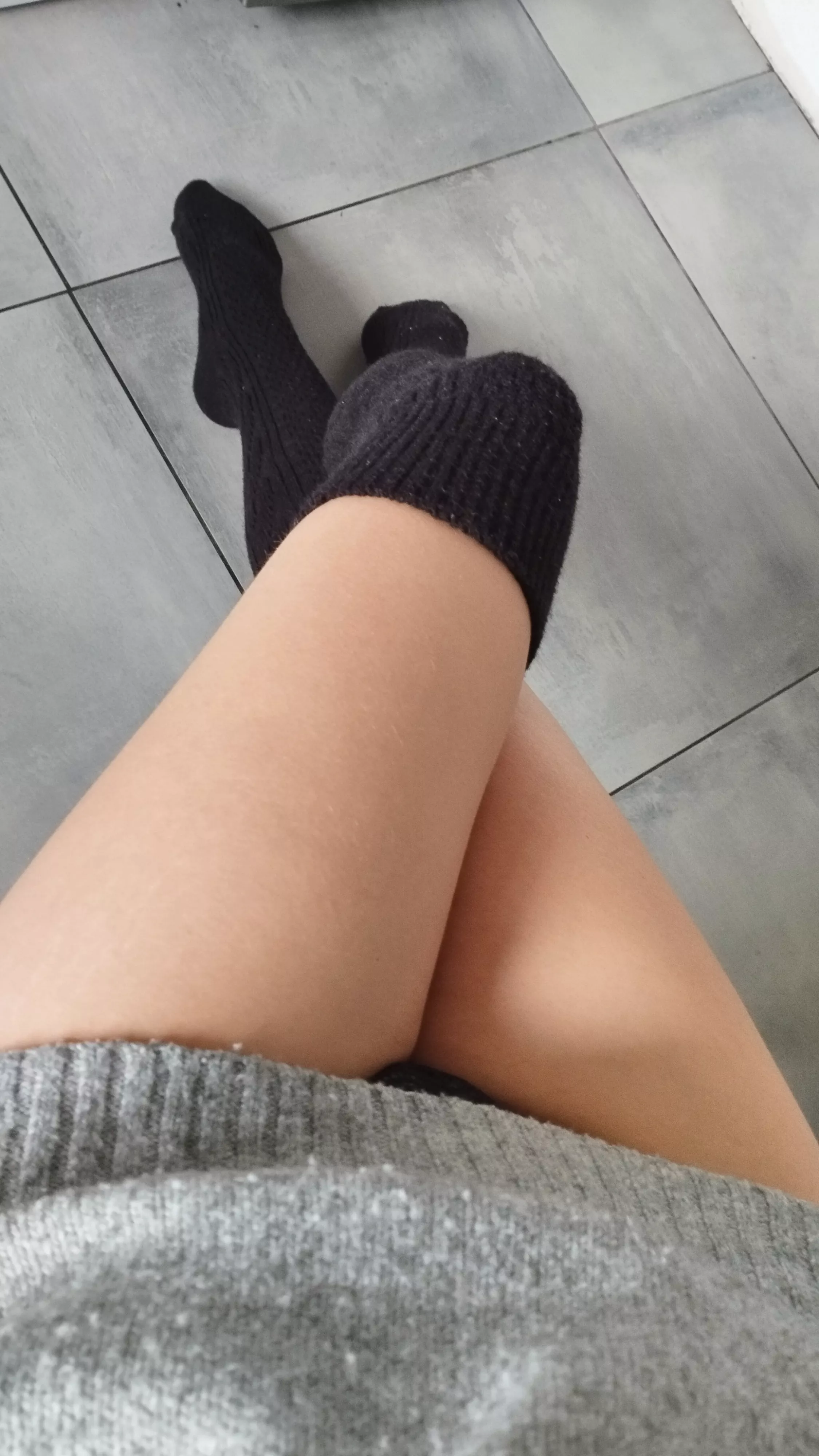 I love wearing knee socks at home