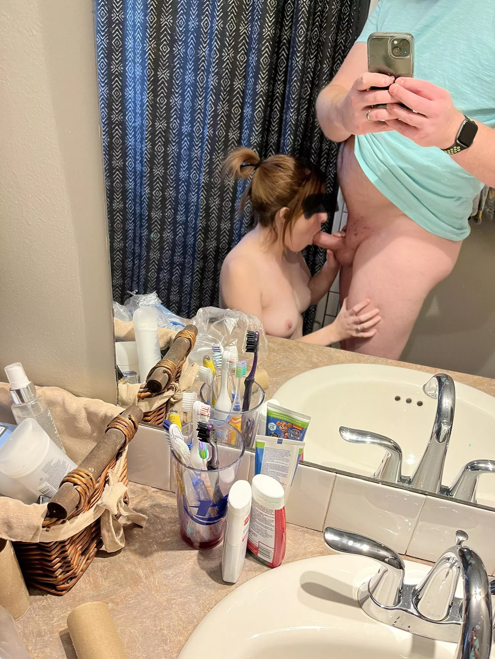 (MF) quick blowjob before we shower