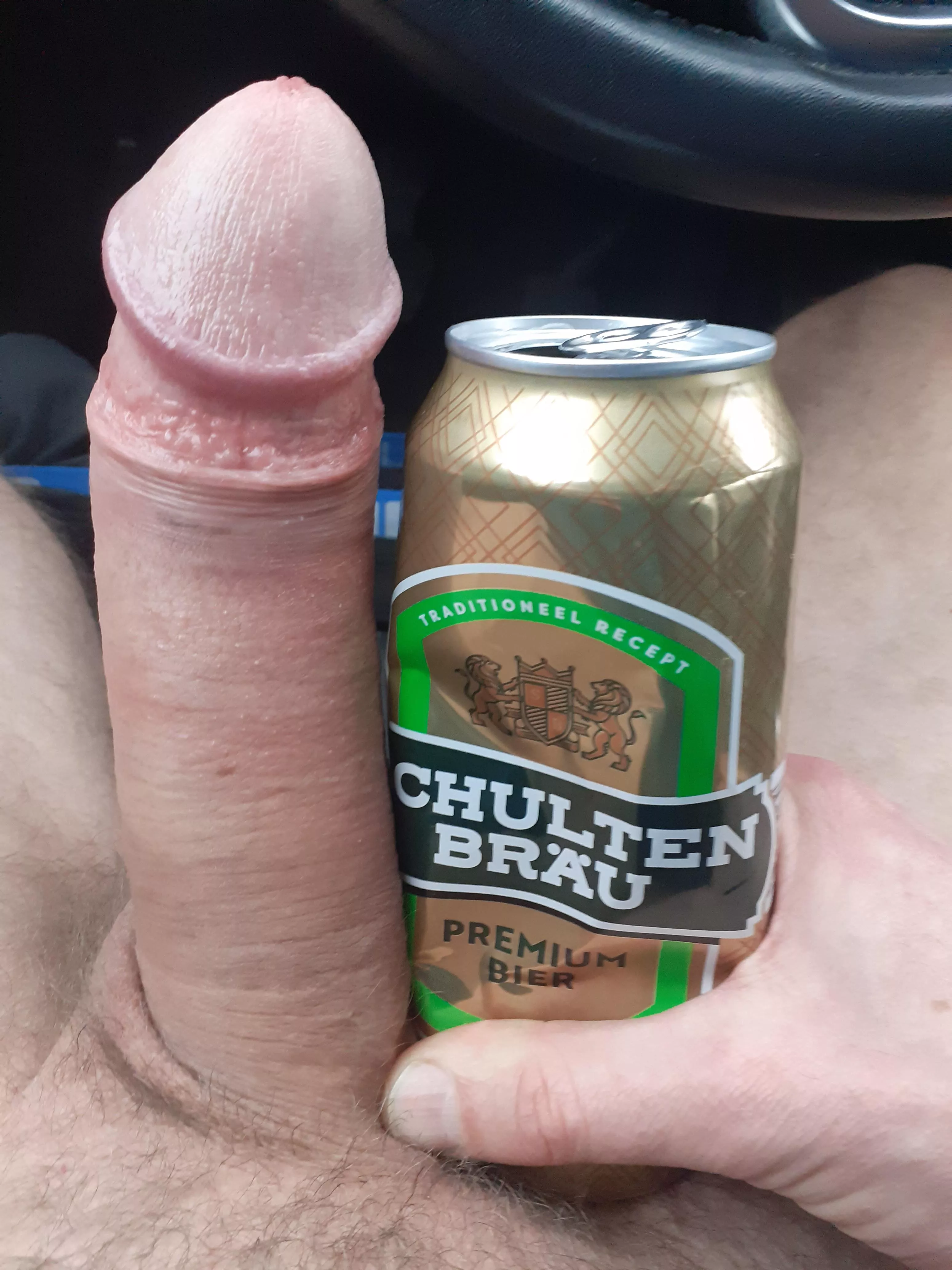 My dick beats the 0.5 ltr Shultenbrau beer can?