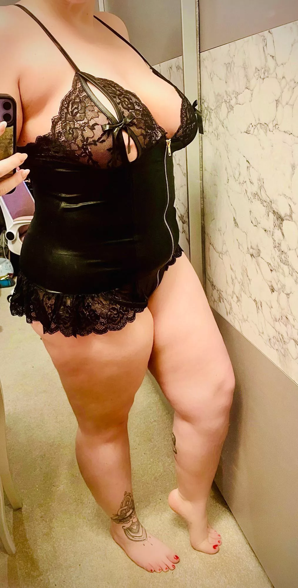 New lingerie ♥️ The zip goes all the way from the front to the back 😜