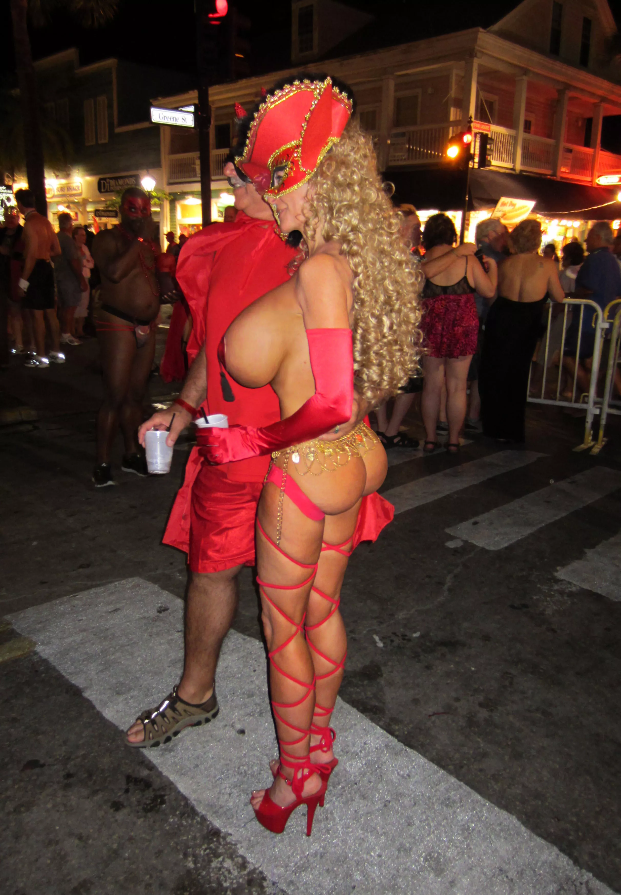 Posing for photo at a street festival