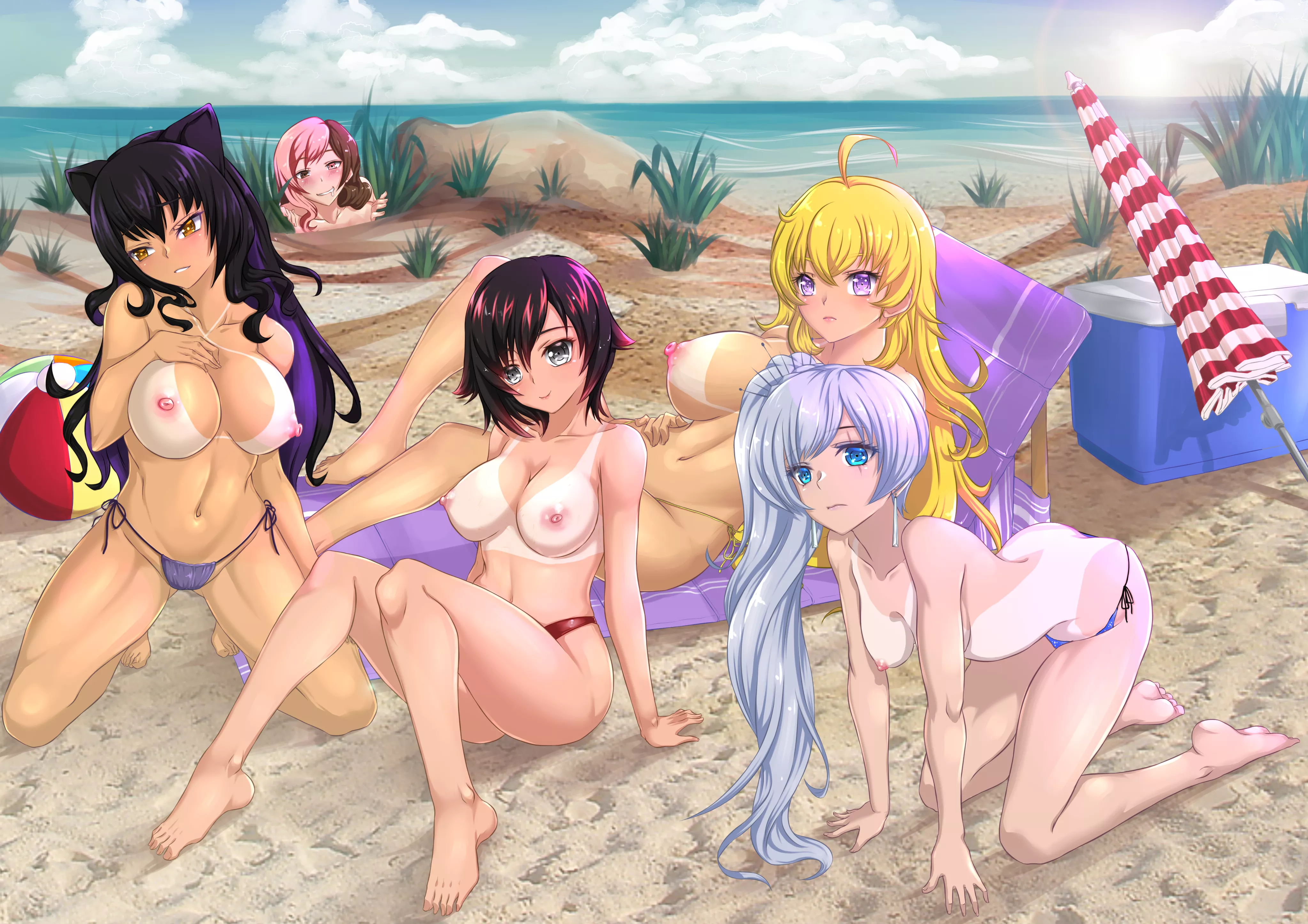 Team rwby beach vacation (keanoveart) [rwby] commissioned by darkrobbe1