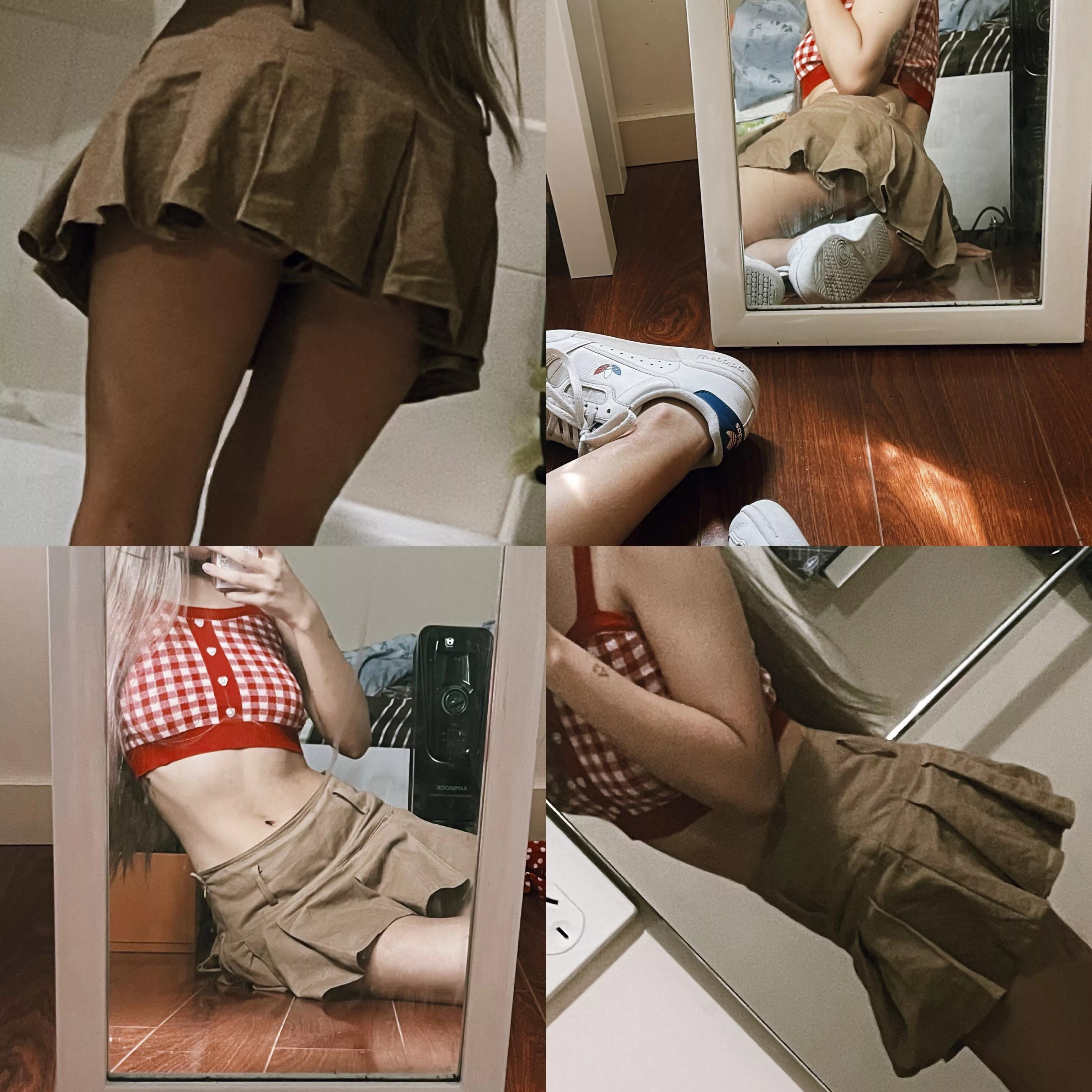 Tiny skirts that are still skirts are so much hotter than micro skirts imo… short enough to get attention but covers enough to leave you wanting to see more