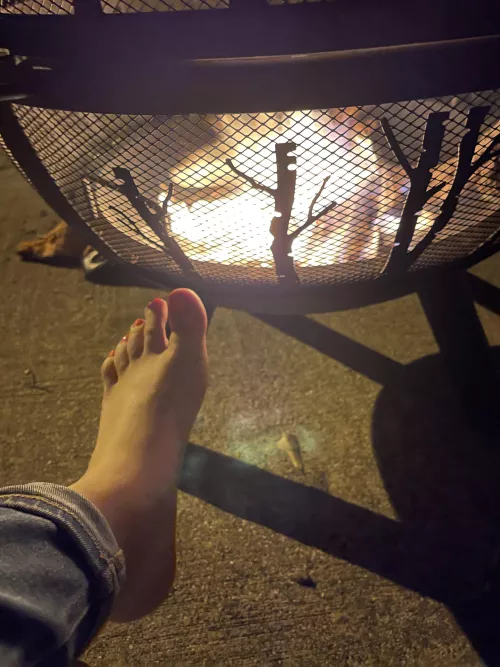 Warming my feet by the fire tonight