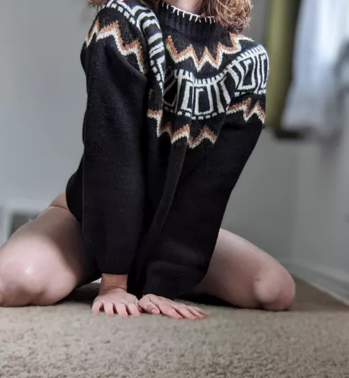 Wearing just a sweater [F]