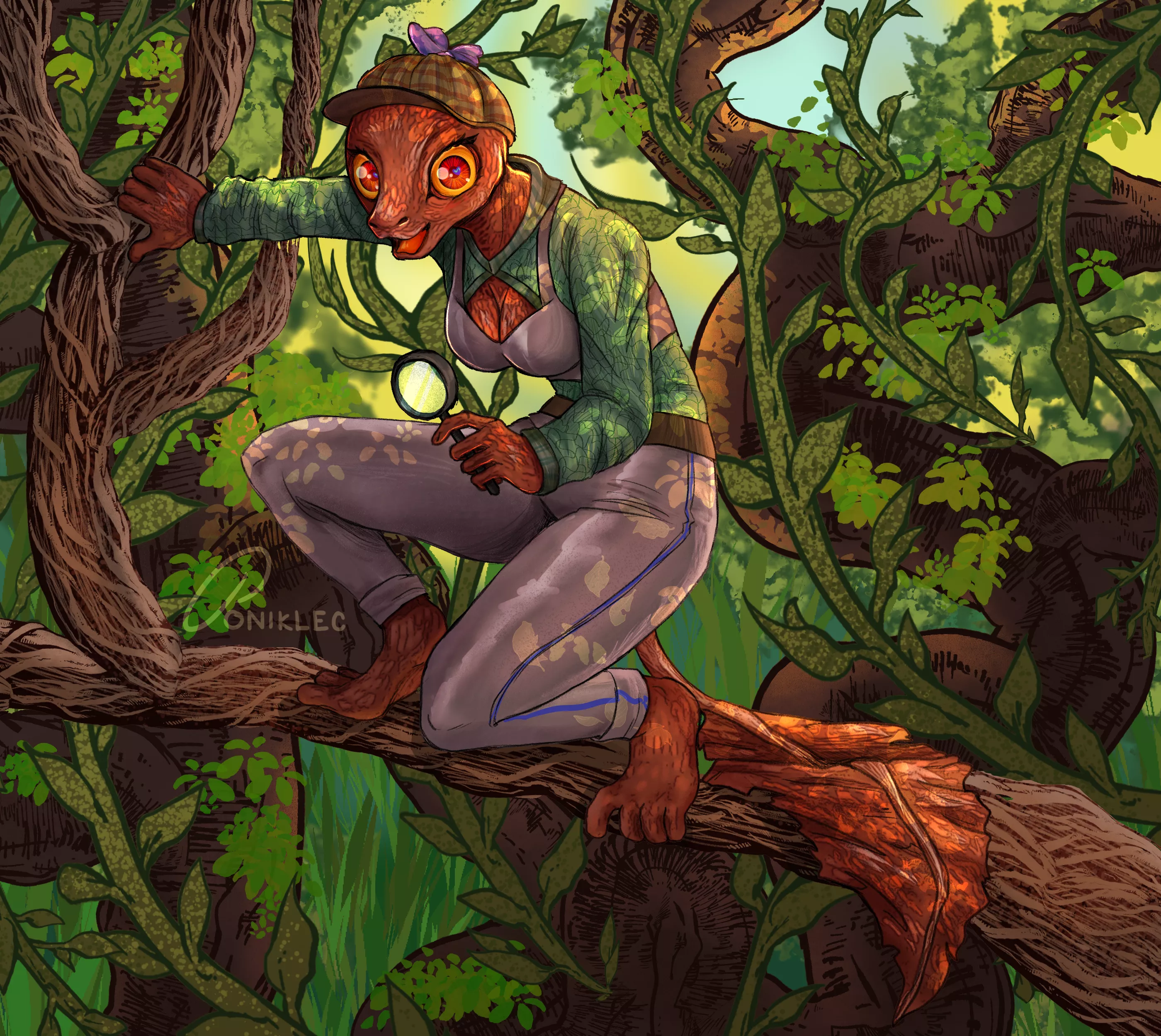 A cute gecko detective! Hope scalies are welcome :3 [@PonikIec on Twitter (me)]