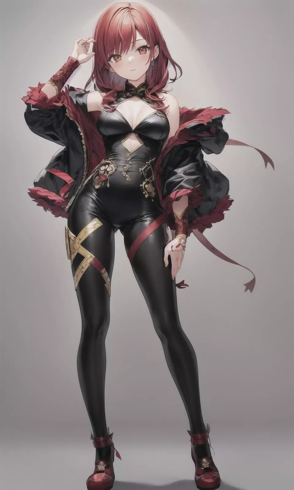 Black & Red Frilled Bodysuit