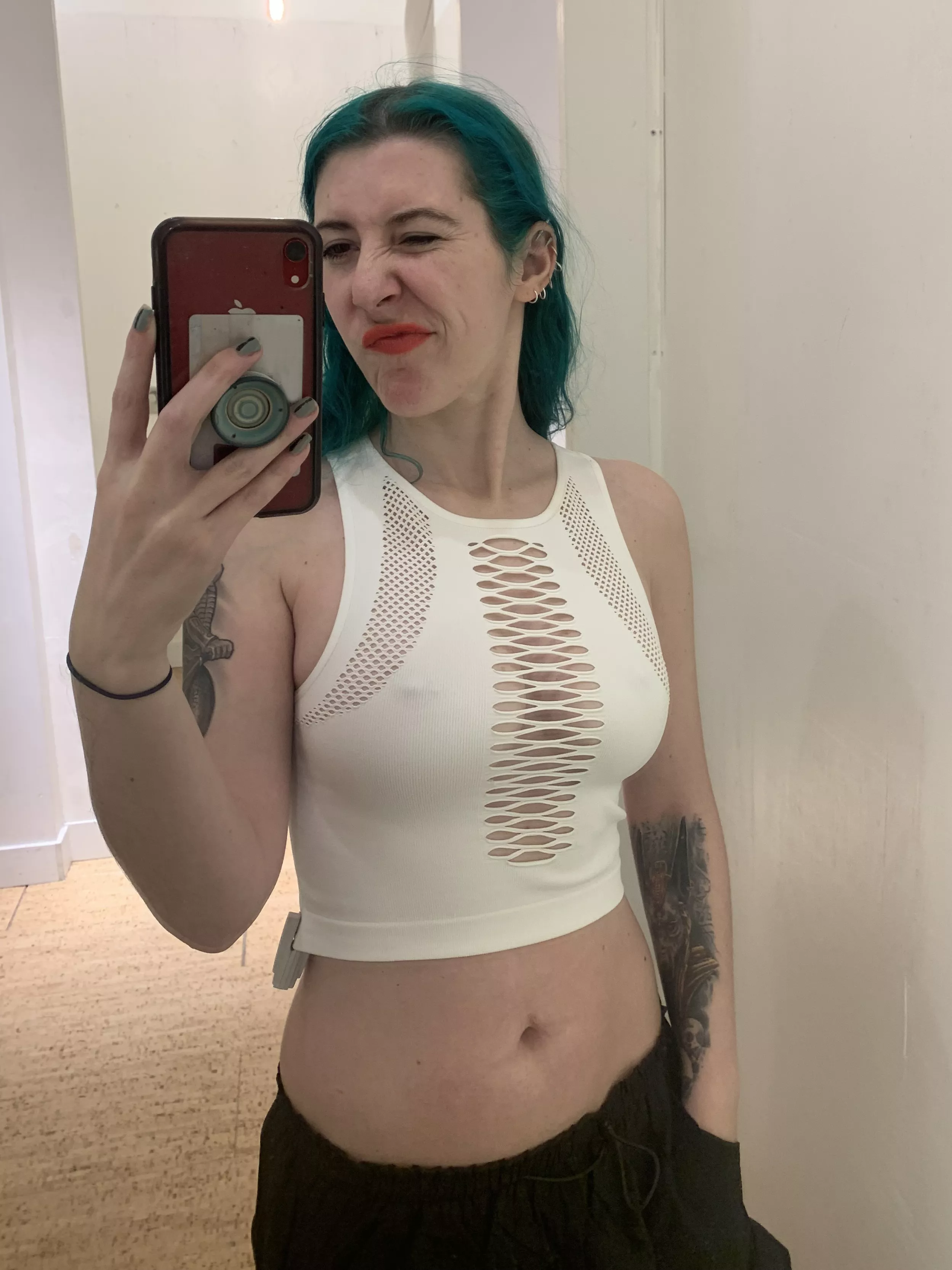 Braless in the changing room