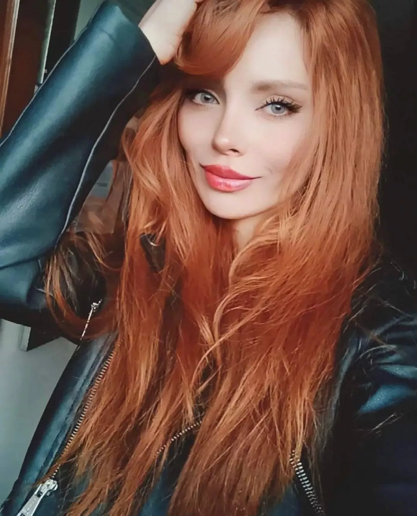 Flowing red hair