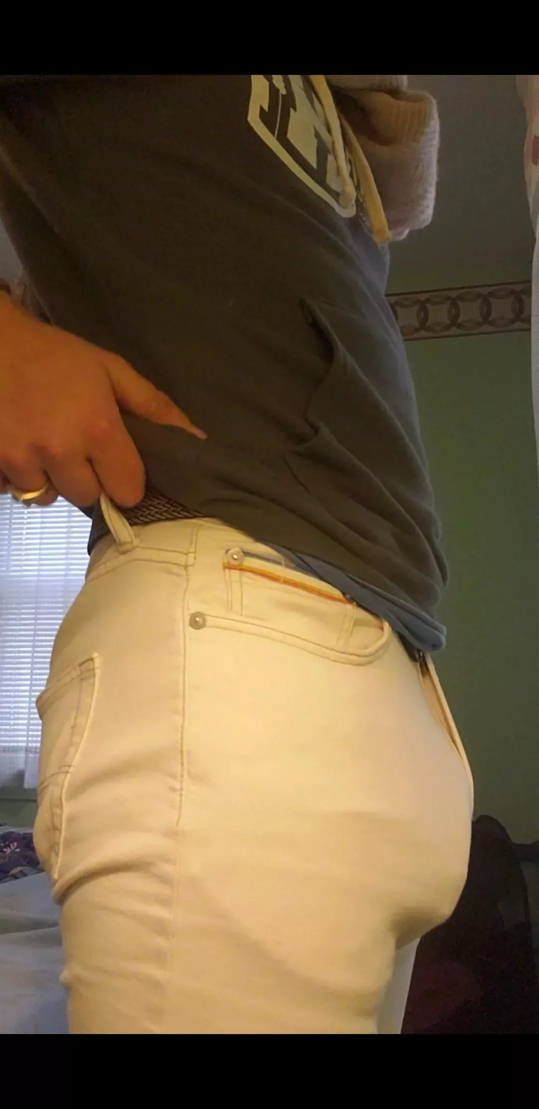 Half-chub in white pants.