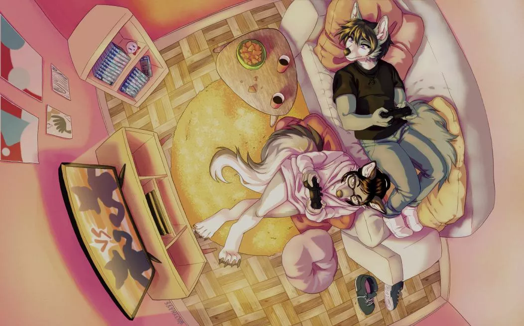 Hanging out with a friend, just chilling and playing some PS4 ^_^