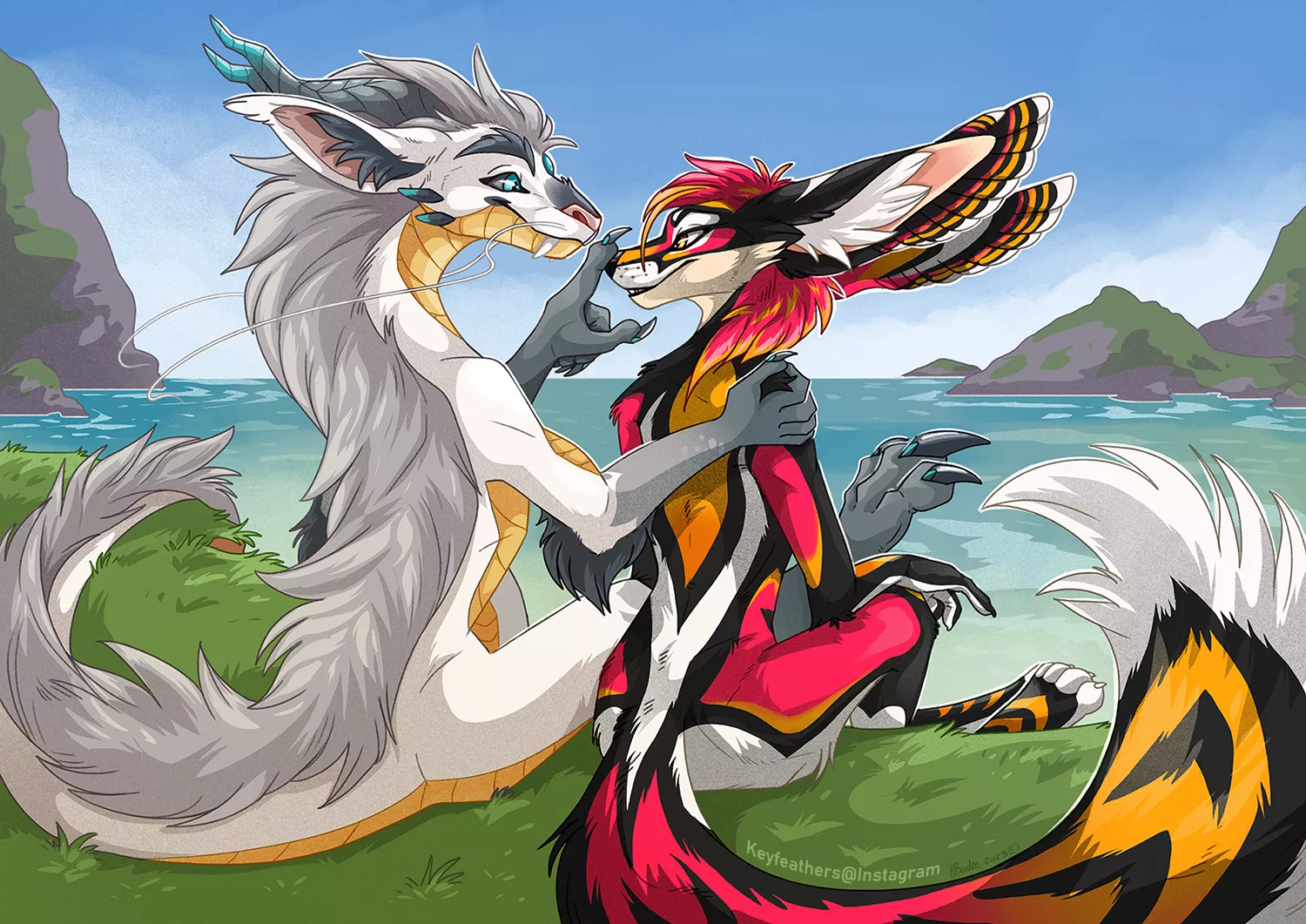 I got a surprise booping this morning when waking up - Friend commissioned a pic of us together. Of course he's the one doing the booping. I'll just have to get him back next time 😋 Art by Dirtiran