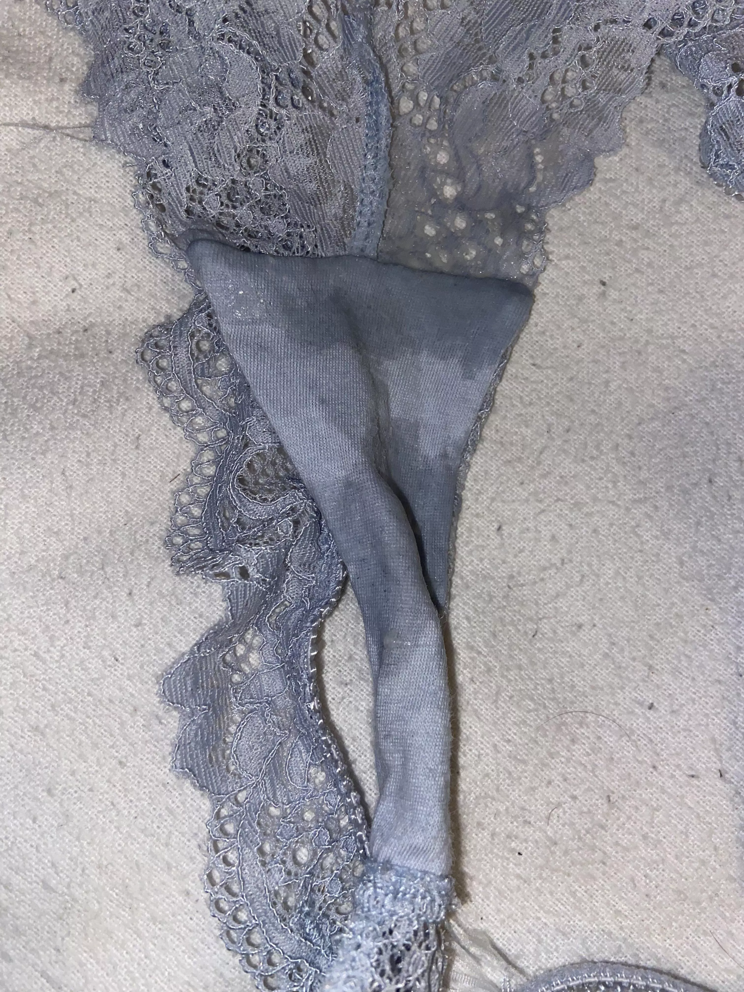 i’m ovulating which means my panties are soaked! anyone interested in buying this pair? blue, cheeky lace thong. £25 💕