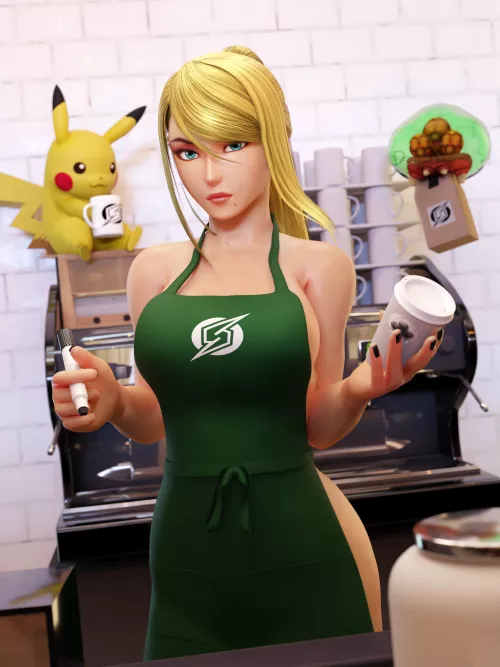 Morning Coffee with Samus and Pikachu
