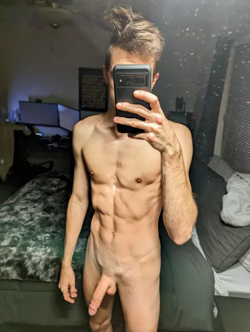 my roommate saw me naked walking out of the shower and now I'm super horny