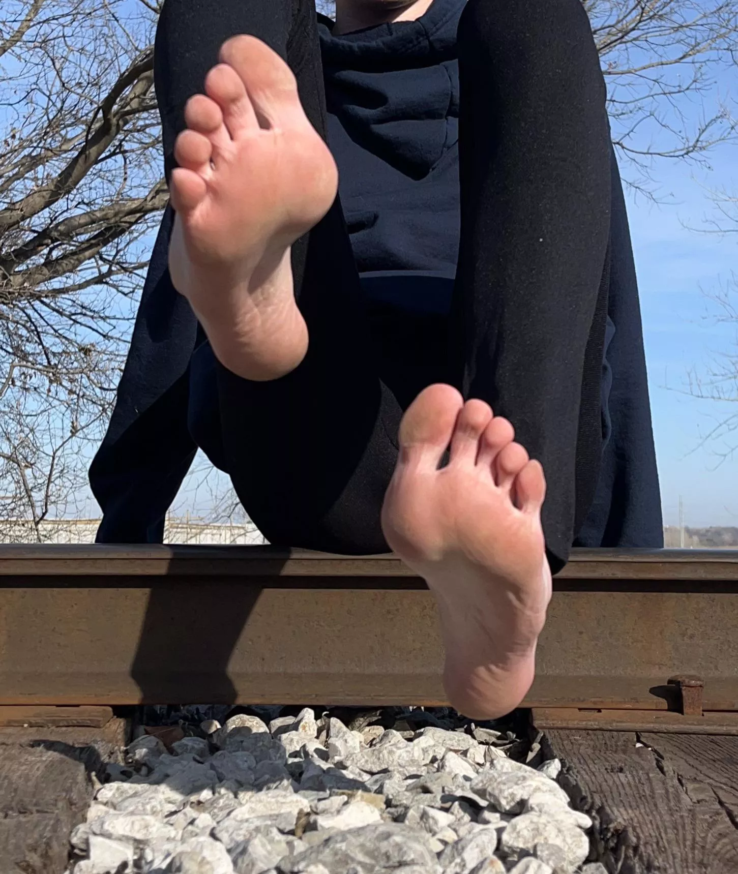My soles got dirty from the traintracks