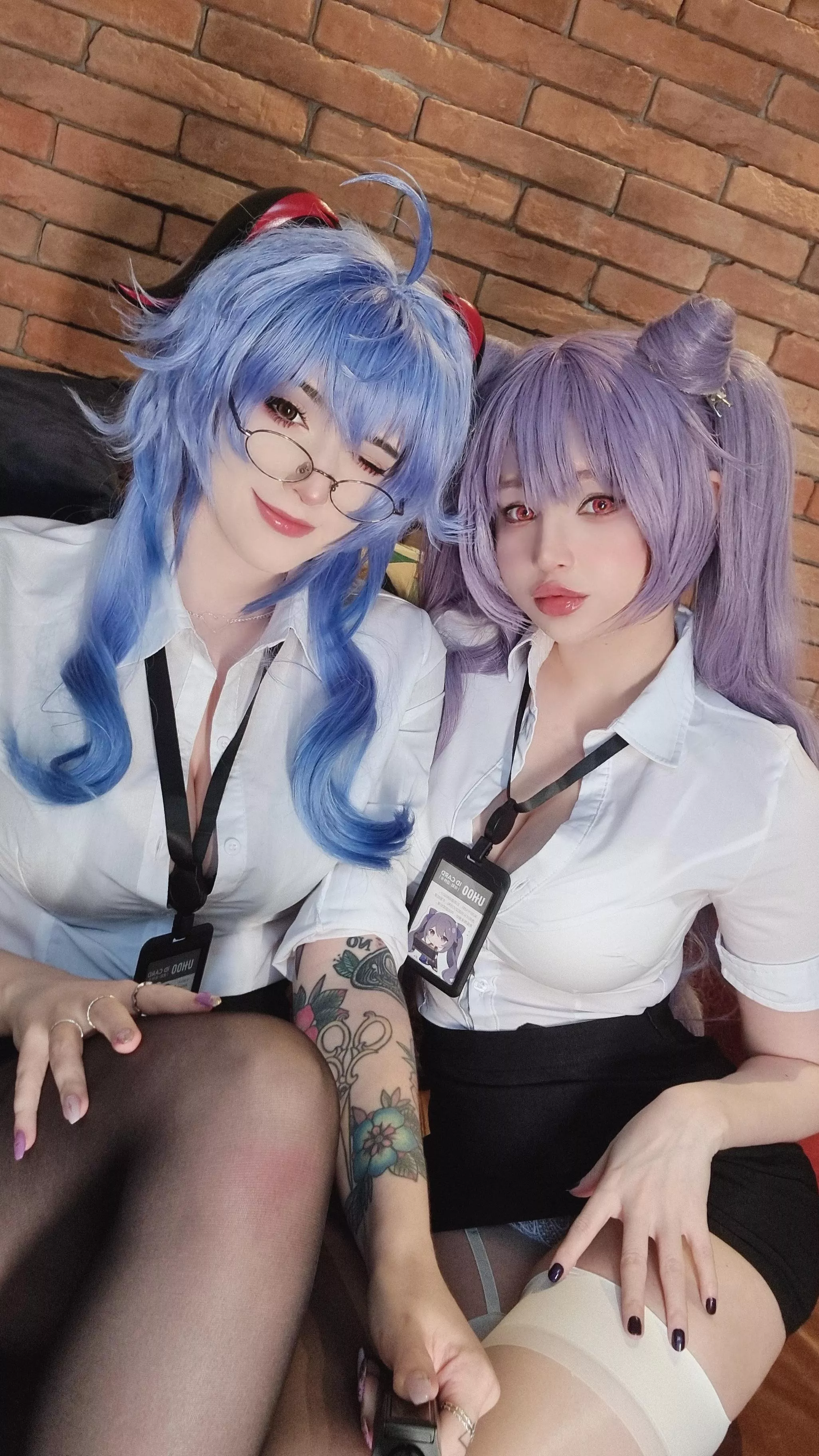 Office ladies Ganyu and Keqing from Genshin by Hidori and Ena Fox
