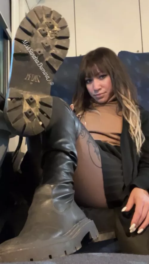 Sitting in front of Me? You chose a dangerous seat.. Now on all fours with your tongue ready for My soles.