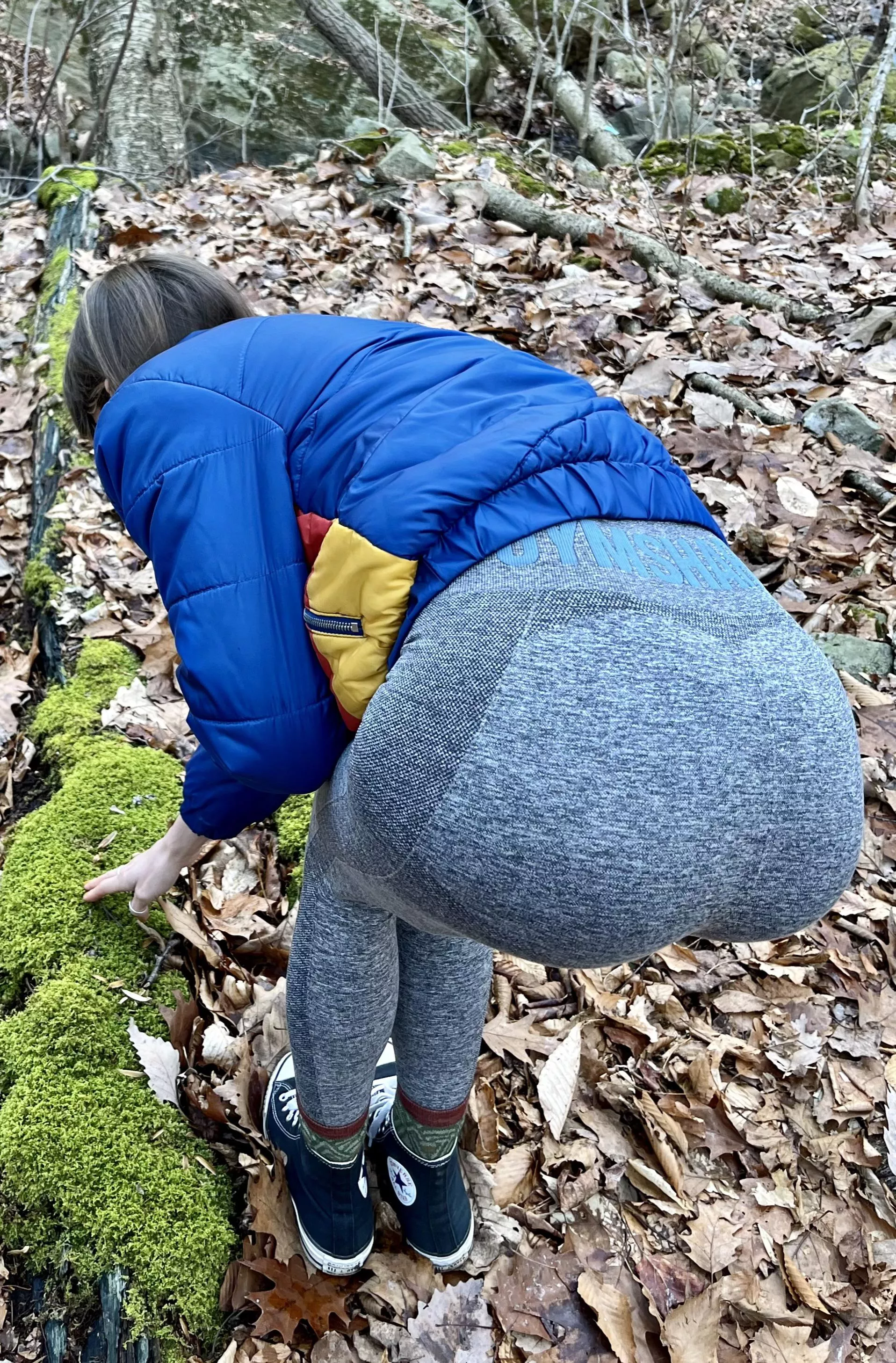 Stopping to admire the moss