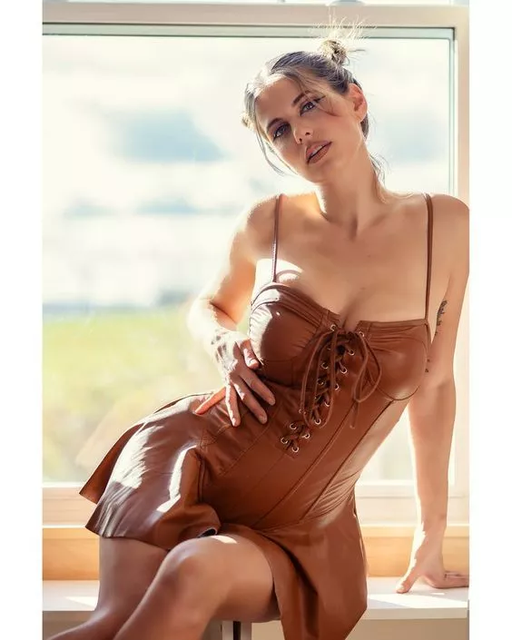 tight leather romper :)