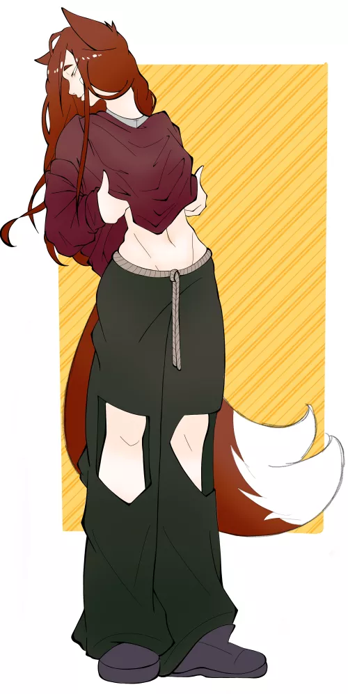 trap OC in oversized clothing (art and character by me - SnowyInuk!)