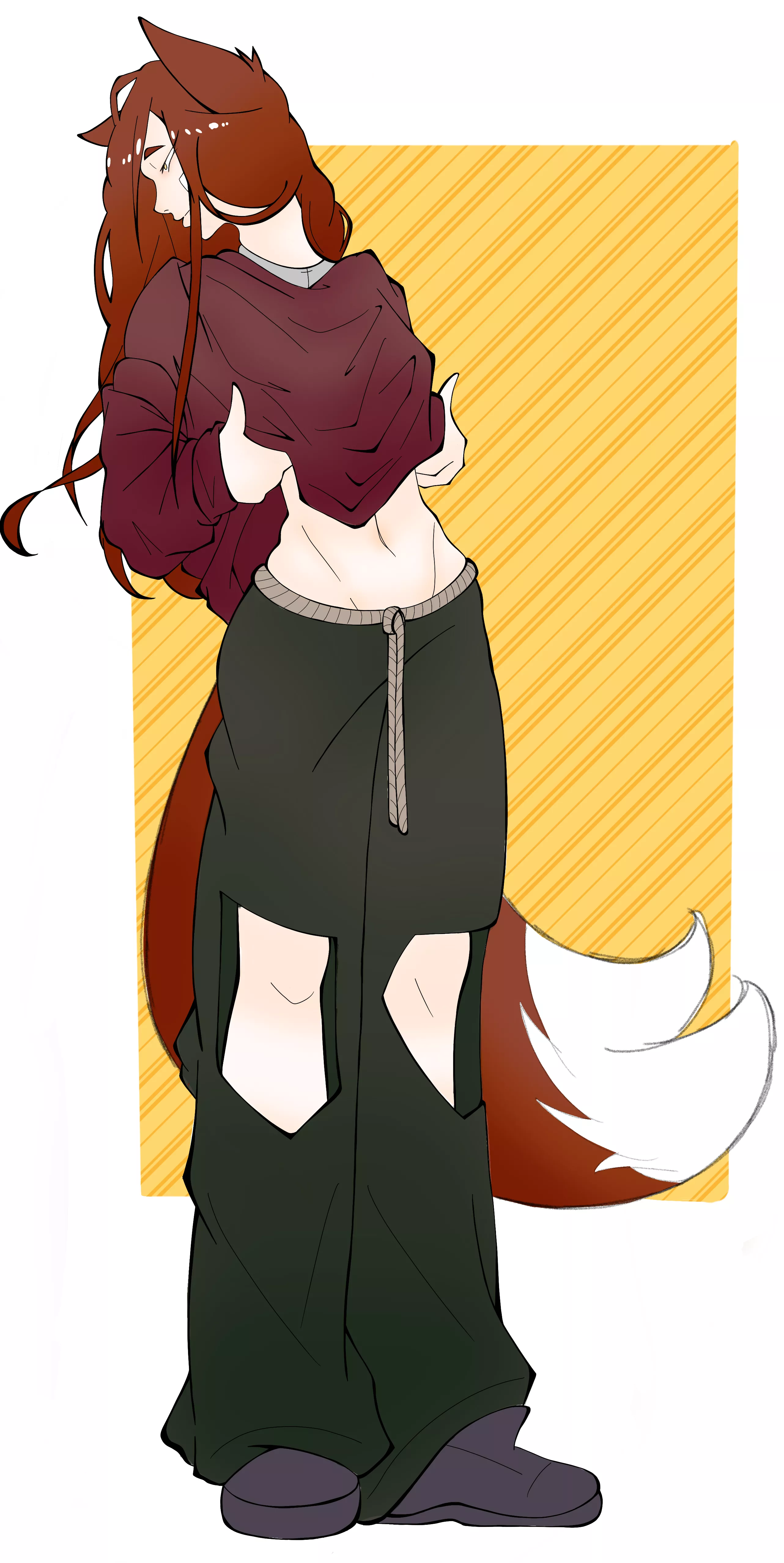 trap OC in oversized clothing (art and character by me - SnowyInuk!)