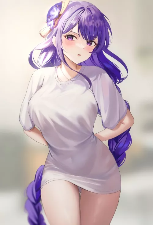 Wearing only the t-shirt