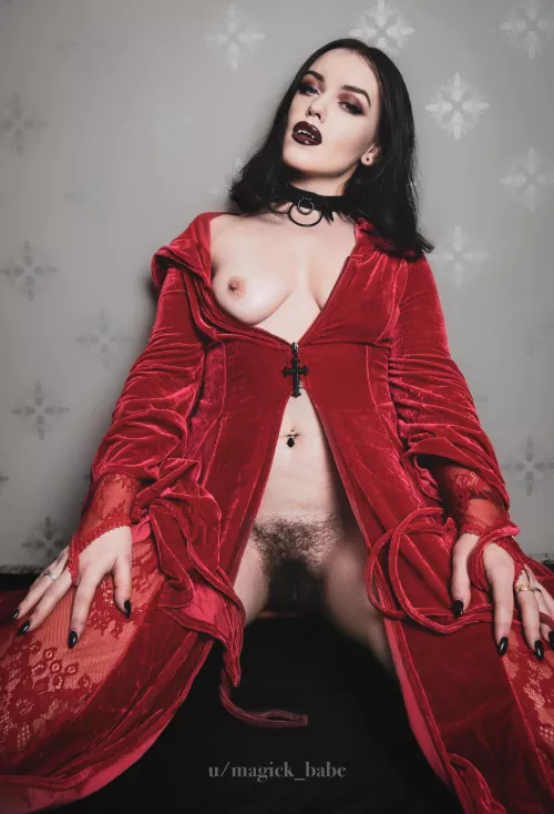 Your vampire goth babe with perfect hairy pussy is here