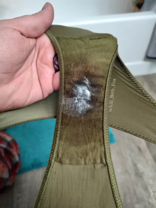 At the end of day 2... and you can see how the wetspot is spreading through the gusset!