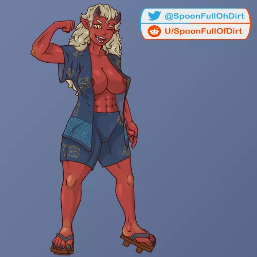 Buff Oni Girl (clothed version) - commission for @DG_Bossu