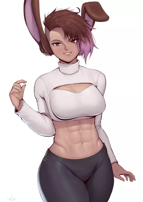 Bunny girl with abs [Artist: SpeedL00ver]