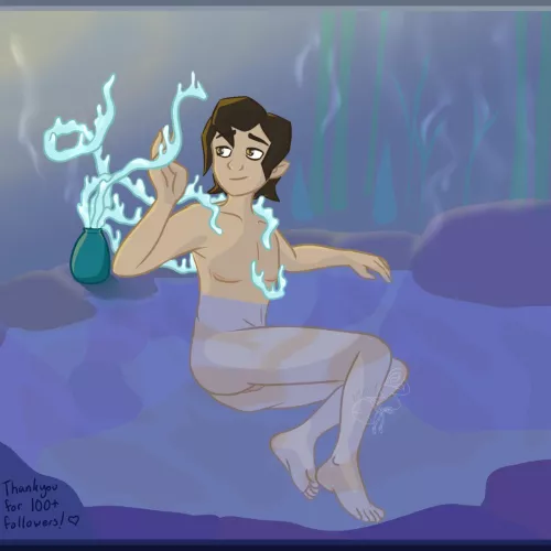 Cedar’s Slime Potion #5 - Icy White in a Hot Onsen (nonbinary oc)