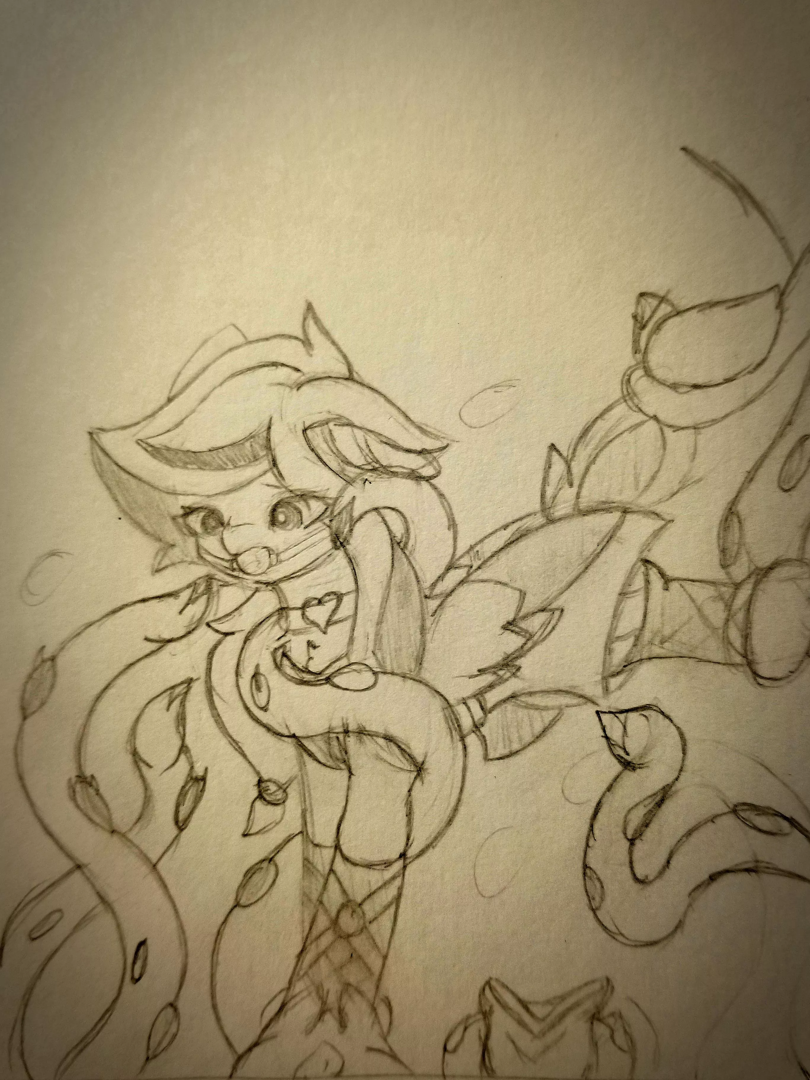 don't you just hate it when you accidentally summon tentacles from the floor? art by me (I don't know if I'll digitize this)